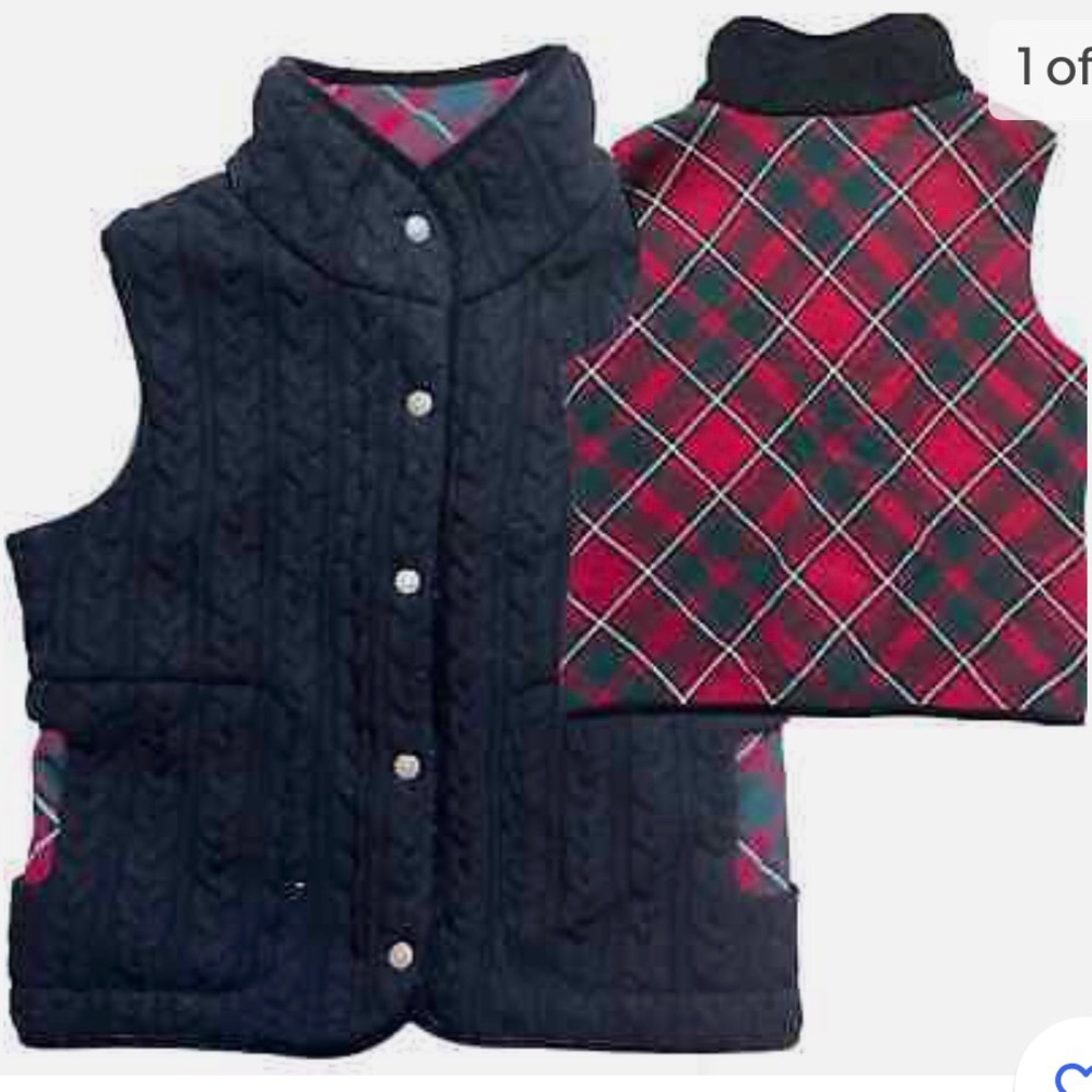 Pendleton Lambswool Cable Knit Black Front Red Gr… - image 1